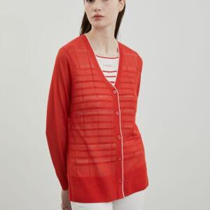 올리비아로렌 HC03 앞여밈 배색 포인트 니트 가디건  VVC BC4M 3451