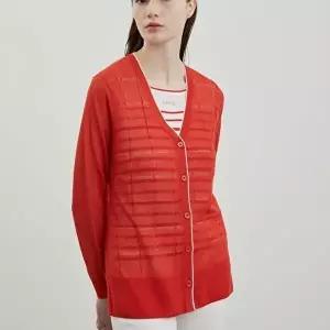 [셀러허브 1]올리비아로렌 HC03 앞여밈 배색 포인트 니트 가디건  VVC BC4M 3451