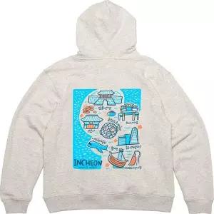 [하프클럽/]헤비후드집업 뒷면 인천 월미도 차이나타운 프린팅