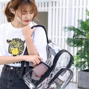 늘여섯 클리어 투명 백팩 블랙 투명가방 비치백