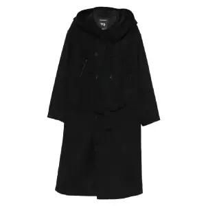 요지야마모토 더블 브레스티드 후드 코트 JX4822 TP440753978