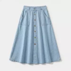 KARRA 데님버튼플레어스커트_A5S0260