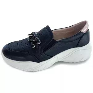 [롯데백화점]에스콰이아 여성화 부드러운 양가죽 빅체인 장식의 펀칭 창높이 4cm 슬립온 EQEMST692