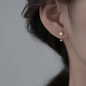 925 실버 볼 큐빅 드롭 은 귀걸이 피어싱