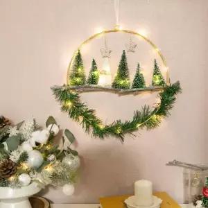 플라워트리 크리스마스 리스 벽장식 LED 반클미니트리메탈링 40cm