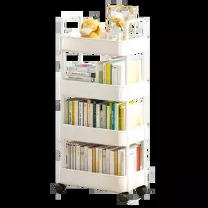 리브온 틈새 수납 정리대 트롤리 + 바퀴 + 걸이 + 스티커, 화이트 4단, 36 x 24 x 97 cm