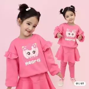 [레노마 이너웨어]캐치 티니핑 여아용 하츄핑 프릴 맨투맨 치마 레깅스세트