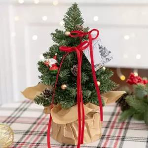 플라워트리 크리스마스 미니트리 완제품 레드벨벳 리본 30cm 장식