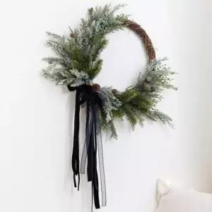 플라워트리 크리스마스 리스 벽장식 솔방울 유카리 700mm 벽걸이