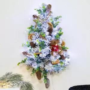 플라워트리 크리스마스 미니트리 스노우 솔방울 벽걸이트리 57cm