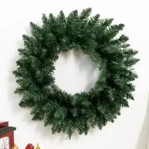 플라워트리 크리스마스 리스 무장식 고급 숲속 짙푸른 그린 45cm