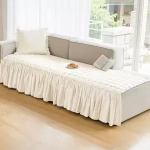 누빔 쇼파 패드 와이드 고주파 사계절 롱 프릴 쇼파 패드 패브릭 소파 거실