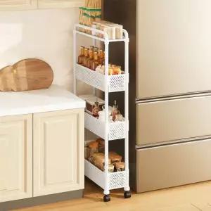 아트박스 가구느낌 핏 틈새 수납장 슬림 트롤리 선반 이동식 카트 4단 400