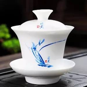 고품질 도자기 개완 난 레트로 보이차 뚜껑있는 다도 뚜껑있는 찻잔 백자 다구 차도구 잔 개완배 WFHEZ41