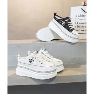 키높이 뮬 운동화 통굽 여자 여름 캔버스 큐빅 슬리퍼