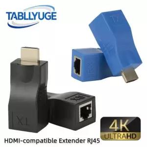 HDMI확장기 젠더 HDMI 호환 RJ45 연장기 30M - Cat 5e6 네트워크 LAN 이더넷 어댑터