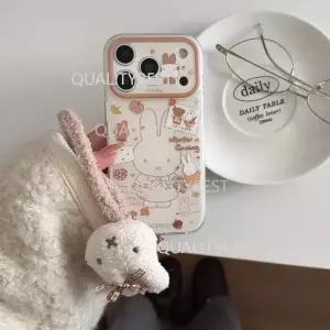  빈티지 브라운 귀여운 미피 캐릭터 아이폰 17 프로 맥스 스트랩 케이스