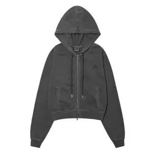 [OiOi]루프 스타 로고 크롭 후드 집업 [CHARCOAL GREY]