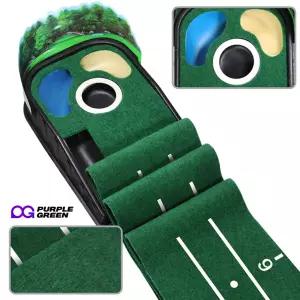 [퍼플그린] 골프 퍼팅매트 퍼팅연습기 무소음 자동리턴 실내 연습 매트 스윙 볼가림막