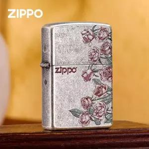 ZIPPO 지포 라이터 정품 앤틱 실버 로즈 에디션 장미 컬러 프린팅 오일 라이터 선물 기념일선물