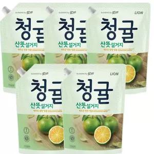 참그린 청귤 산뜻 설거지 주방세제 리필 970ml 5개