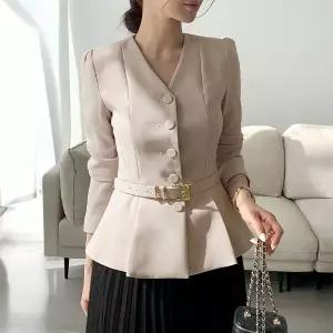 (뮬랑) 럭셔리 페플럼 블라우스자켓(벨트set) (3col)[자켓CS620]