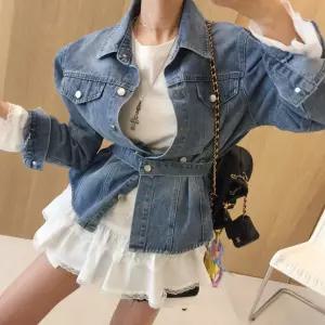 센스 중청 워싱 루즈핏 데님 카라 청남방 자켓