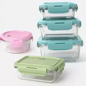 사각 유리 용기 내열 강화 반찬통 유리 밀폐 용기 냉동 식기세척기 밀폐식 레인지 전자