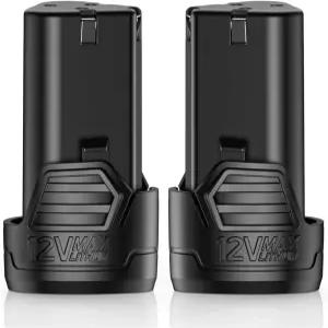 KIMO 12V 래칫 렌치 브래드 네일러 드릴 드라이버용 2.0Ah 리튬 이온 배터리 2팩 12볼트 전동 공구와 호환