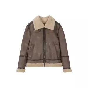 [버커루] 남성) 빈티지 레더 하이넥 무스탕 점퍼 (B254Z2300P) [P003767216]