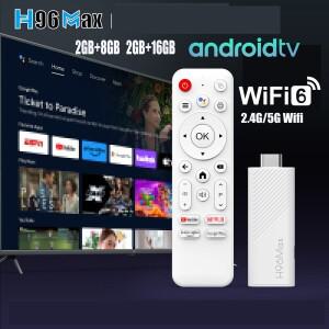 H96 MAX 안드로이드 TV 스틱 Allwinner H313 2.4G 와이파이 5G 듀얼 브랜드 8GB 4K 3D HDR 구글 음성 리모