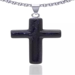 Xusams 패션 내추럴 스톤 크로스 펜던트 목걸이 24인치 박스 체인