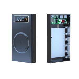 6x18650 전원 은행 케이스 스마트 호환 전화 충전 손전등 무선  PD CX6 듀얼 USB DIY 배터리 보관 상자