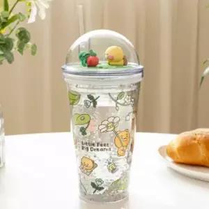 ( )1P 빨대 스포츠물병 물통 초등 사무실 피규어 중등 캠핑 450ml 카카오프렌즈 돔형 텀블러