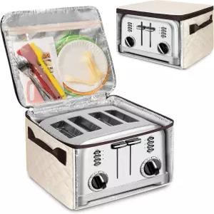 YARWO 4구 토스터 덮개(하단 및 닦기 쉬운 안감 포함) Cuisinart/BLACK+DECKER 와이드 슬롯 호환 먼지 방지