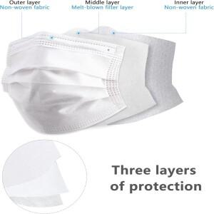 200개  흰색 일회호환  마스크 - 3중 구조로 이 좋고 편안하며  귀걸이와 안전한 코 패드 200/100/50/10개
