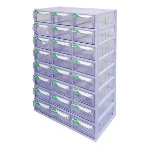 [국내생산 완제품] 수납월드 투명수납함 대형 24칸 플라스틱 화장대 미니 다이소 이케아 서랍장 책상꾸미기 레고 사무실 약 소품 다꾸 정리 사무용품 데스크테리어 오거나이저 정리함 