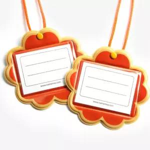 5인용 주황꽃 명찰 끼움식 이름표 목걸이 네임텍 어린이 노인정 복지센터 기념