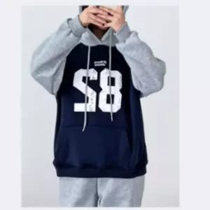 여자 오버핏 82 기모 배색 후드티 와이드 스트링 트레이닝 세트