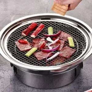 캠핑 바베큐 그릴 휴대용 탁상용 스테인레스 캠핑 숯불 화로 물받이