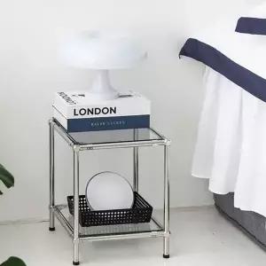 조립식 협탁 오픈형 다용도 소형 2단 유리 협탁 수납 선반 스테인리스 인테리어 진열대 테이블 사이드 모듈