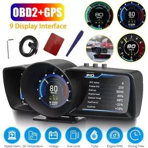 호환  듀얼 스크린 자동차 헤드업 디스플레이 OBD2 GPS 자동 디스플레이 스마트 자동차 HUD 대시 보드 컴퓨