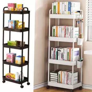 이동식 트롤리 다용도 바퀴형 플라스틱 이동식 선반 틈새 수납장 수납함 조립식 정리함 공간 주방 5단 정리