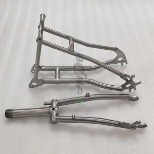 티타늄 접이식 자전거 프론트 포크 및 리어 트라이앵글 디스크 브레이크 3 중 프레임셋 20 인치 451 휠