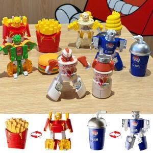 변신 메카 모델 장난감 듀얼 폼 로봇 시뮬레이션 아이스크림, 감자튀김, 버거 플레이 하우스  서프라이즈