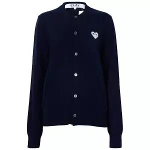 꼼데가르송 25FW 네이비 하트 로고 울 카디건 AX-N061-051-2