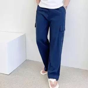 남자슬랙스 아이스 쿨 카고 와이드팬츠 허리밴딩 여름 편한긴바지