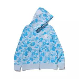 [정품] BAPE Icy Bape ABC Camo Shark Full Zip Hoodie Sax 베이프 아이시 카모 샤크 풀 집 후드 삭스 8926