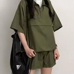 베이직 반집업 편한운동복 아노락 여성츄리닝 셋업 반팔 반바지 세트 데일리