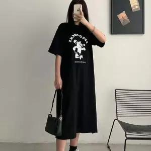 귀여운 곰돌이프린팅 루즈핏 체형커버 홈웨어 간단 외출복 반팔 원피스 여름원피스